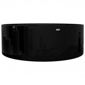 Bazin chiuvetă ceramică baie cu gaură robinet/preaplin, rotund, negru - Img 4