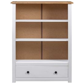 Bibliotecă, alb, 80x35x100 cm, lemn masiv de pin, gama Panama - Img 2