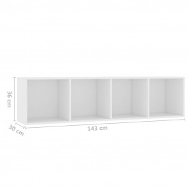Bibliotecă/Comodă TV, alb, 143 x 30 x 36 cm - Img 8