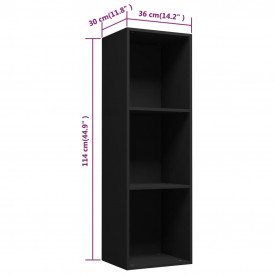 Bibliotecă/Comodă TV, negru, 36 x 30 x 114 cm, PAL - Img 11