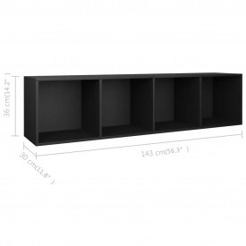 Bibliotecă/Comodă TV, negru, 36 x 30 x 143 cm, PAL - Img 12