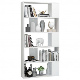 Bibliotecă/Separator cameră, alb extralucios, 80x24x159cm, PAL - Img 3