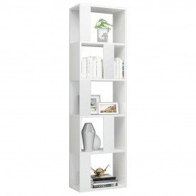 Bibliotecă/Separator cameră, alb lucios, 45x24x159cm, PAL - Img 3