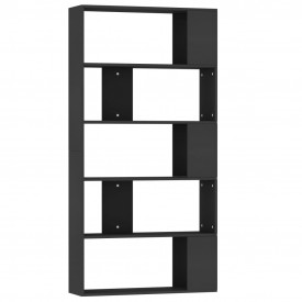 Bibliotecă/Separator cameră, negru, 80x24x159 cm, PAL - Img 2