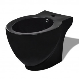 Bideu ceramic rotund cu montare pe pardoseală, negru - Img 2