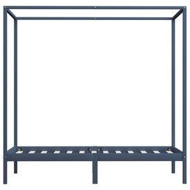 Cadru pat cu baldachin, gri, 100x200 cm, lemn masiv de pin - Img 2