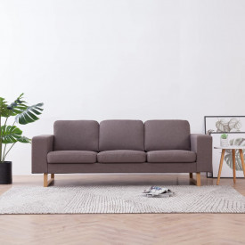 Canapea cu 3 locuri, gri taupe, material textil - Img 1
