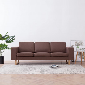 Canapea cu 3 locuri, maro, material textil