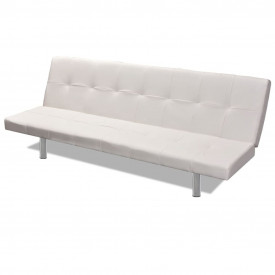 Canapea extensibilă 2 perne, piele artificială, reglabil, crem - Img 5