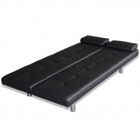 Canapea extensibilă 2 perne, piele artificială, reglabilă negru - Img 7