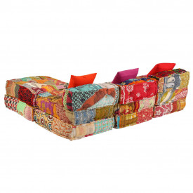 Canapea modulară cu 3 locuri, material textil, model petice - Img 9