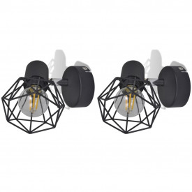 Candelabru perete cadru stil industrial 2 becuri LED filament, negru - Img 4