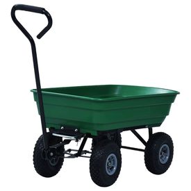 Cărucior manual de grădină basculabil, verde, 300 kg, 75 L - Img 3