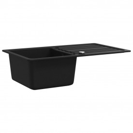 Chiuvetă bucătărie din granit,1 cuvă şi picurător reversibilă, Negru - Img 4