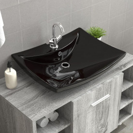 Chiuvetă Ceramică Dreptunghiular cu Gură de scurgere și pentru Robinet