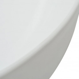 Chiuvetă de baie din ceramică, rotundă, 41,5 x 13,5 cm, alb - Img 4