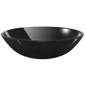 Chiuvetă de baie din sticlă călită, 42 cm, negru - Img 2