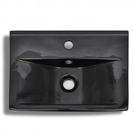 Chiuvetă dreptunghiulară de baie din ceramică, negru - Img 4