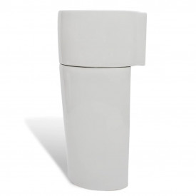 Chiuvetă rotundă din ceramică cu stativ și preaplin, alb - Img 6