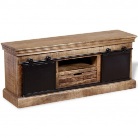Comodă TV cu 2 uși glisante lemn de mango masiv 110x30x45 cm - Img 2