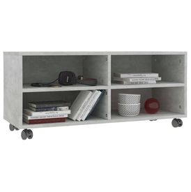 Comodă TV cu rotile, gri beton, 90x35x35, PAL - Img 2