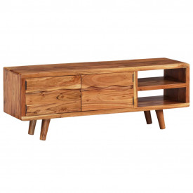 Comodă TV din lemn masiv de acacia, uși sculptate, 117x30x40 cm - Img 12
