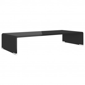 Comodă TV/Suport monitor, sticlă, 70 x 30 x 13 cm, negru - Img 2