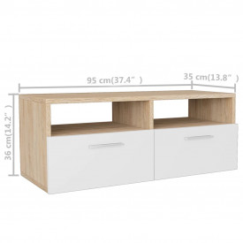 Comode TV 2 buc, PAL, 95 x 35 x 36 cm, stejar și alb - Img 6