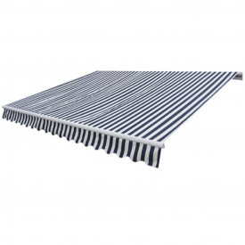Copertină pliabilă cu acționare manuală, 300 cm, albastru/alb