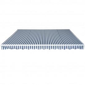 Copertină pliabilă cu acționare manuală, 450 cm, albastru/alb - Img 2