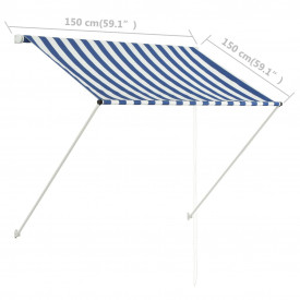 Copertină retractabilă, albastru și alb, 150 x 150 cm - Img 8