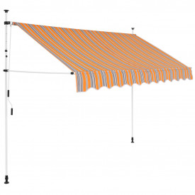 Copertină retractabilă manual, 300 cm, dungi galben și albastru