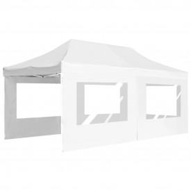 Cort de petrecere pliabil cu pereți, alb, 6 x 3 m, aluminiu - Img 3