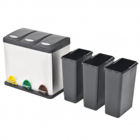 Coș gunoi cu pedale pentru reciclare, oțel inoxidabil, 3 x 8 L - Img 2