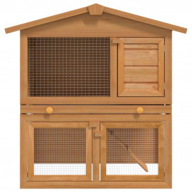Cușcă de exterior iepuri cușcă adăpost animale mici, 3 uși, lemn - Img 2
