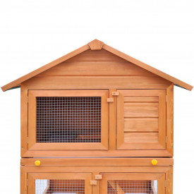 Cușcă Iepuri pentru Exterior Căsuță Animale Mici 3 Nivele din Lemn - Img 4