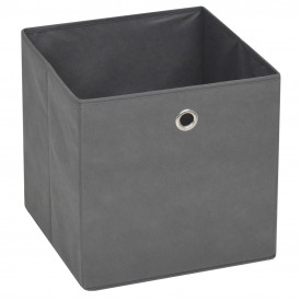 Cutii de depozitare, 10 buc, material nețesut, 32x32x32 cm, Gri - Img 3
