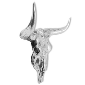Decorațiune de perete tip craniu, aluminiu, argintiu - Img 2