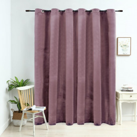 Draperie opacă roz antichizat 290x245 cm catifea inele metalice