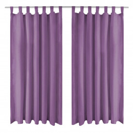 Draperii micro-satin cu bride, 2 buc, 140 x 175 cm, violet - Img 1