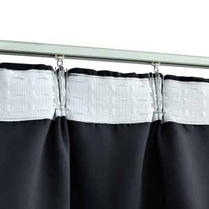 Draperii opace cu cârlige, 2 buc., negru, 140 x 175 cm - Img 3