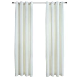 Draperii opace cu inele, 2 buc., crem, 140 x 245 cm, catifea