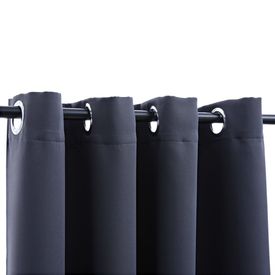 Draperii opace cu inele metalice 2 buc., antracit, 140 x 245 cm - Img 2
