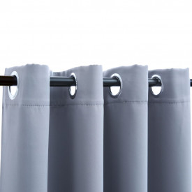 Draperii opace cu inele metalice, 2 buc., gri, 140 x 245 cm - Img 3
