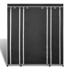 Dulap material textil compartimente și tije, 45x150x176cm negru - Img 2