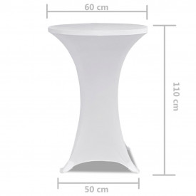 Faţă de masă pentru mese înalte Ø 60 cm Alb Elasticizată 2 buc - Img 5