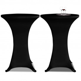 Faţă de masă pentru mese înalte Ø 70 cm Negru Elasticizată 2 buc