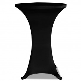 Faţă de masă pentru mese înalte Ø 70 cm Negru Elasticizată 2 buc - Img 3