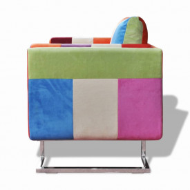 Fotoliu cub, picioare cromate, model Patchwork, material textil - Img 4