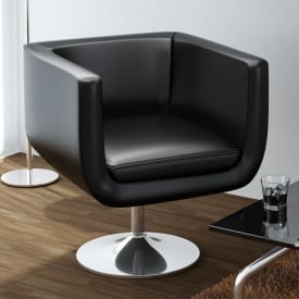 Fotoliu de bar, piele artificială, negru - Img 1